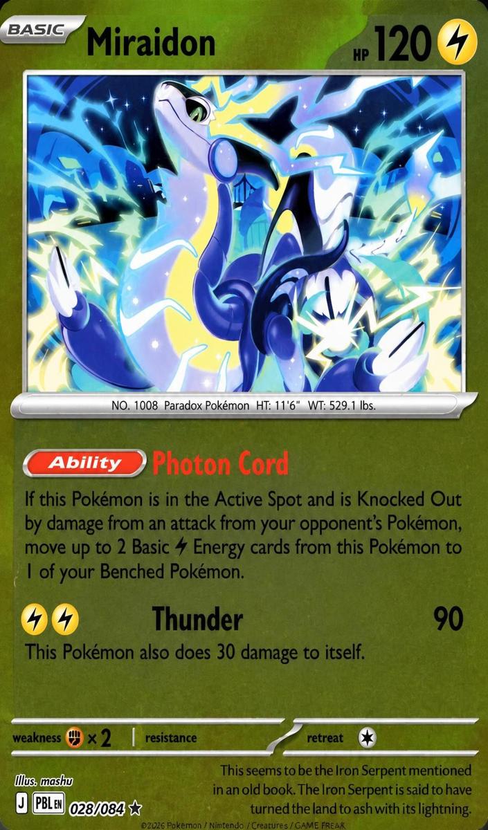 Miraidon 2026 Pokemon Mega Evolution Pitch Black Reverse Holo