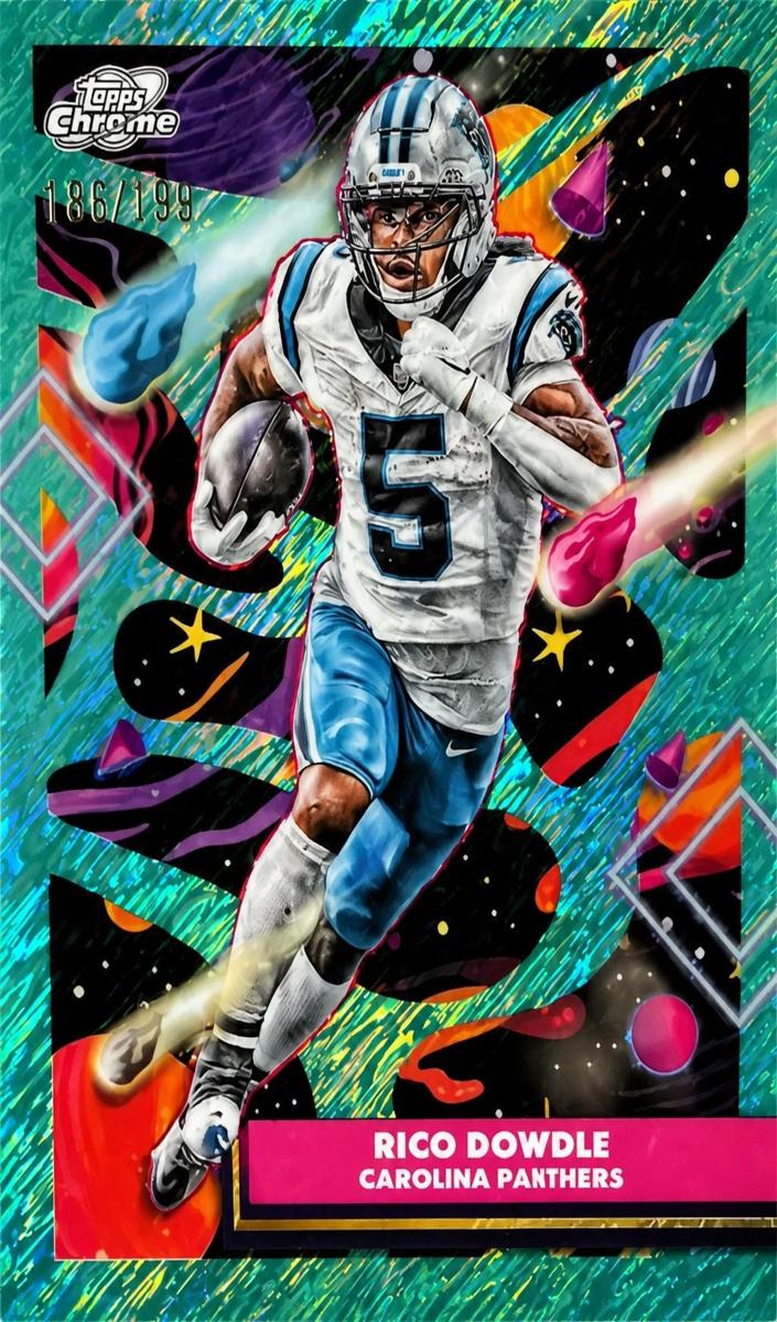 2025 Topps Cosmic Chrome Rico Dowdle [Aqua Equinox Refractor] #14 card