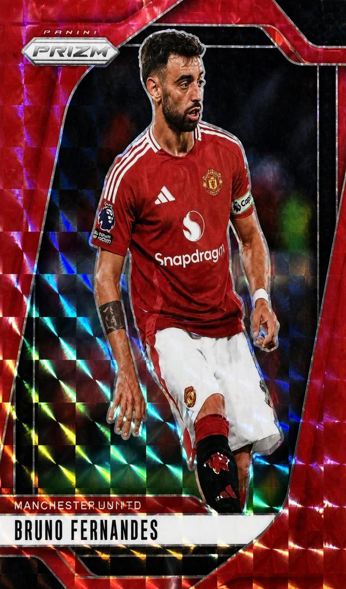 2024 Panini Prizm Premier League Bruno Fernandes [Red Mosaic] #129 card