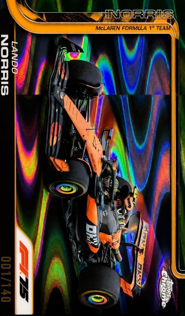 2025 Topps Chrome F1 Lando Norris [Green RayWave Refractor] #77 card