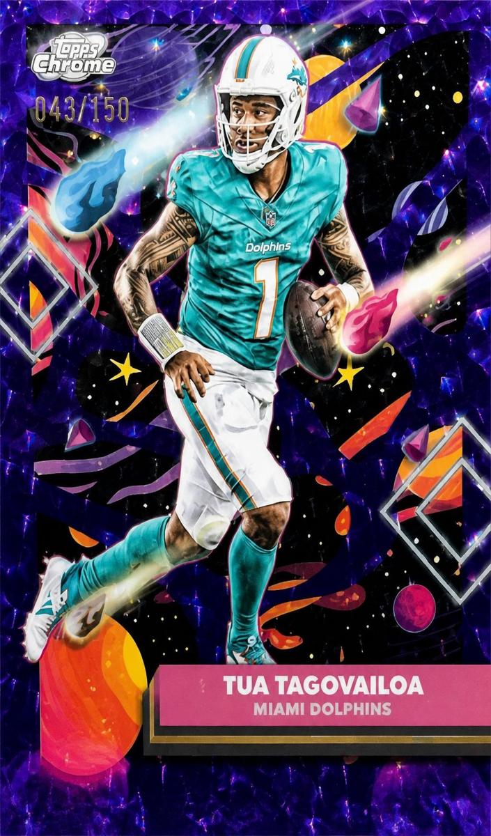 2025 Topps Cosmic Chrome Tua Tagovailoa [Purple Nebula Refractor] #59 card
