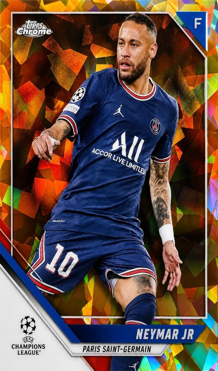 2021 Topps Chrome Sapphire UEFA Champions League Neymar Jr [Orange] #50 card