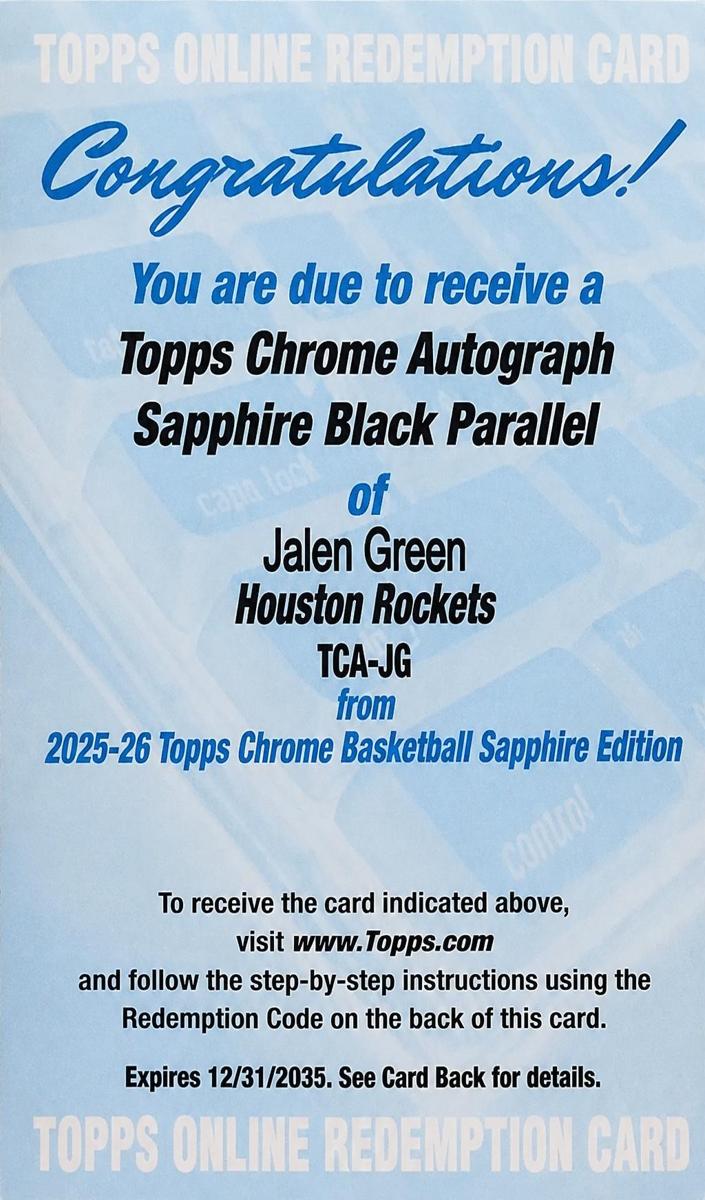2025 Jalen Green [Black] #TCA-JG