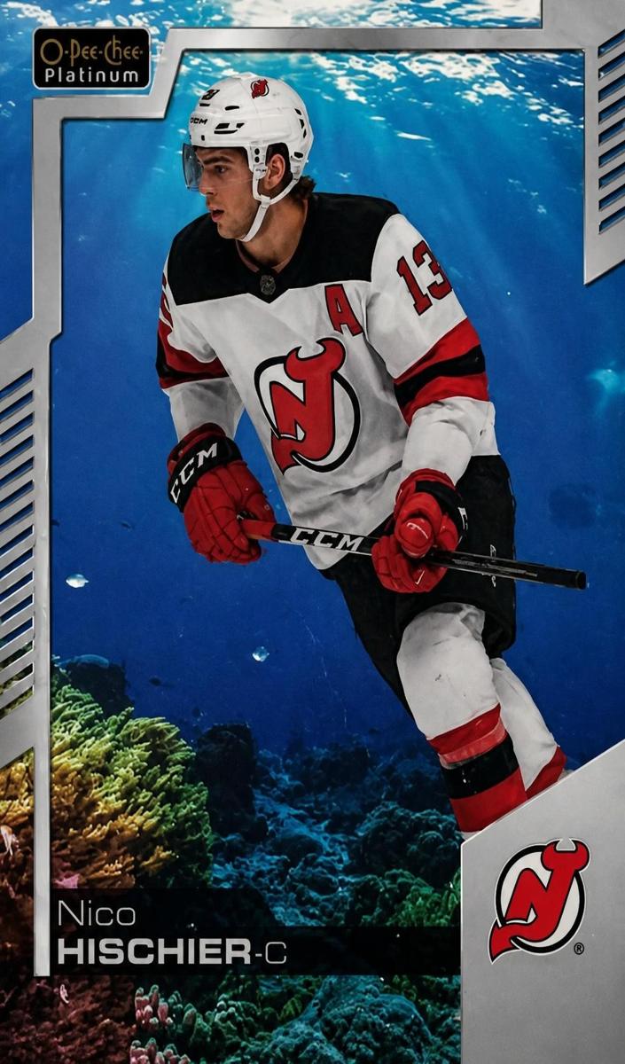 2020 O-Pee-Chee Platinum Nico Hischier [Aquamarine] #146 card