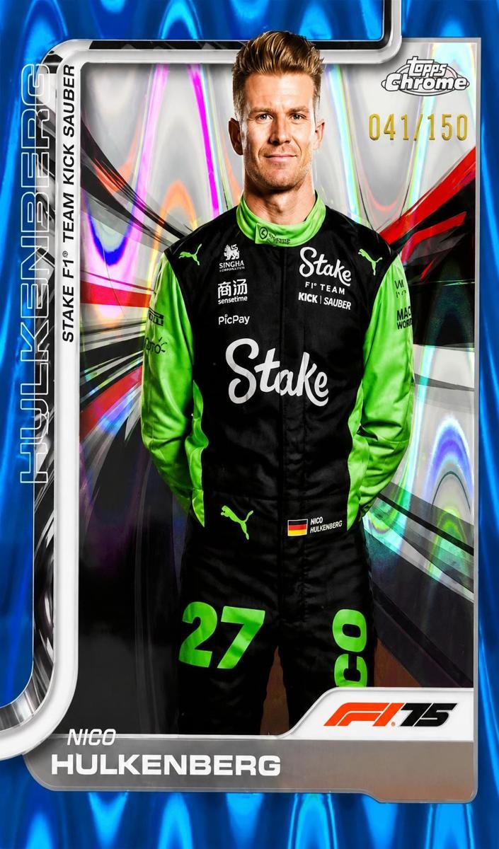 2025 Topps Chrome F1 Nico Hulkenberg [Blue RayWave Refractor] #19 card