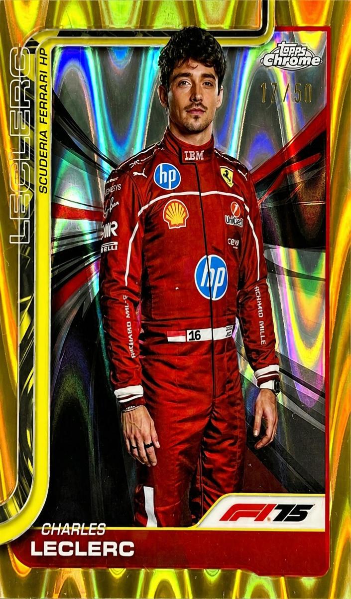2025 Topps Chrome F1 Charles Leclerc [Gold RayWave Refractor] #3 card