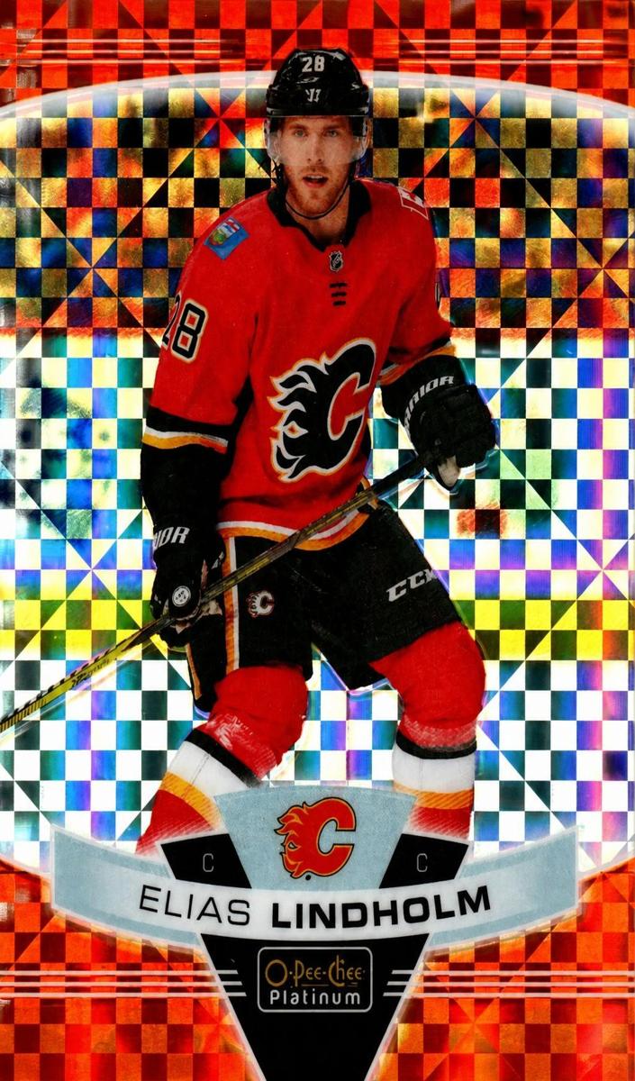 2019 O-Pee-Chee Platinum Elias Lindholm [Orange Checkers] #102 card