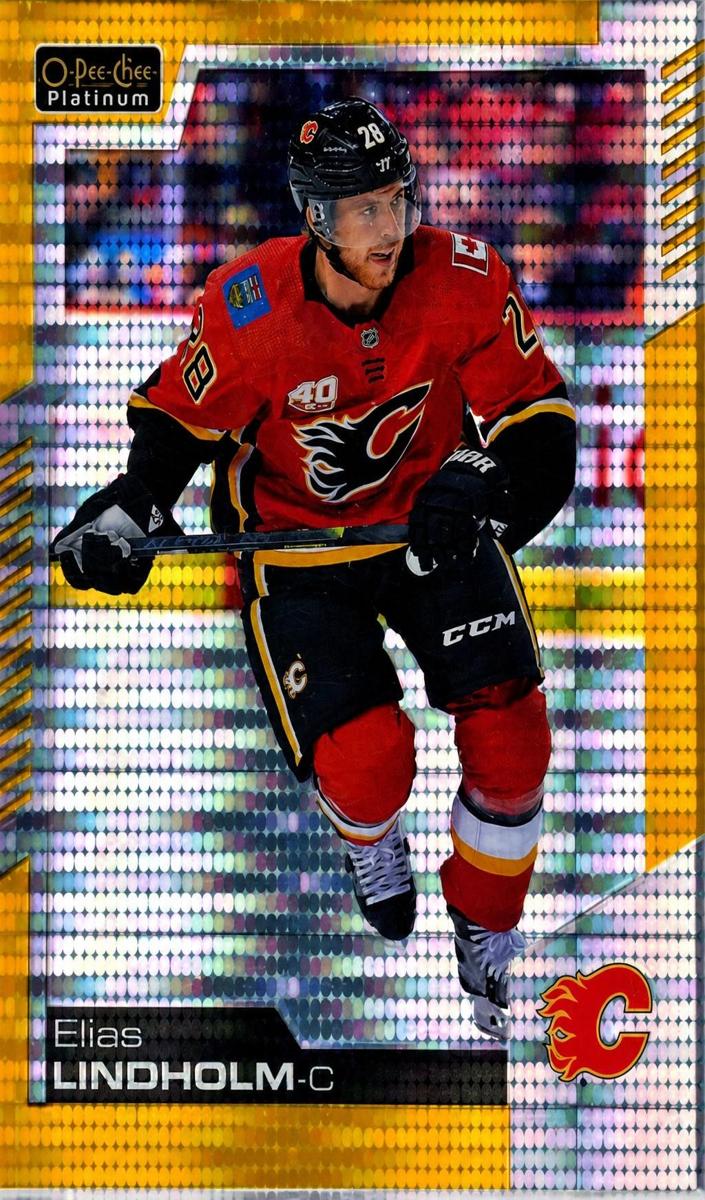 2020 O-Pee-Chee Platinum Elias Lindholm [Orange Checkers] #89 card