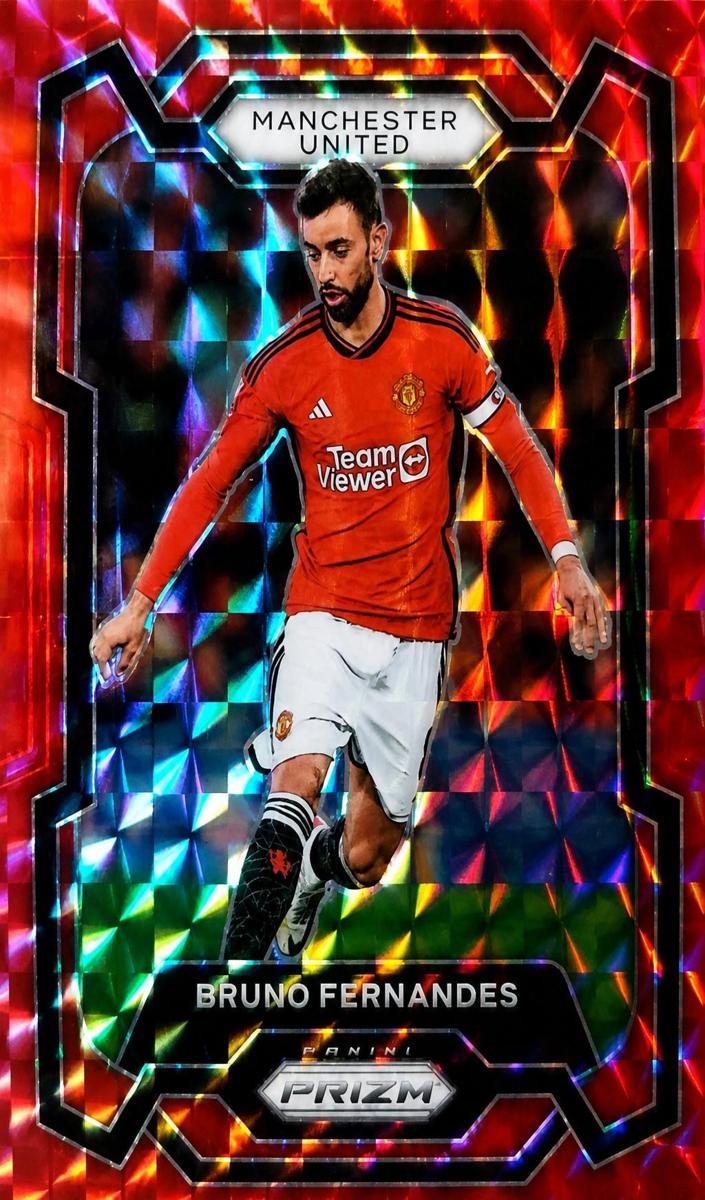 2023 Panini Prizm Premier League Bruno Fernandes [Pink Mosaic] #43 card