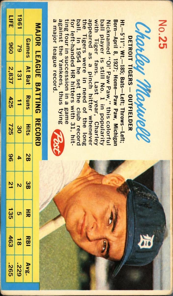 1962 Charley Maxwell #25