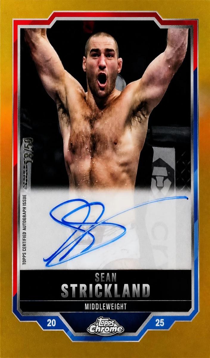 2025 Topps Chrome Sean Strickland [Gold Refractor] #CVA-SS card