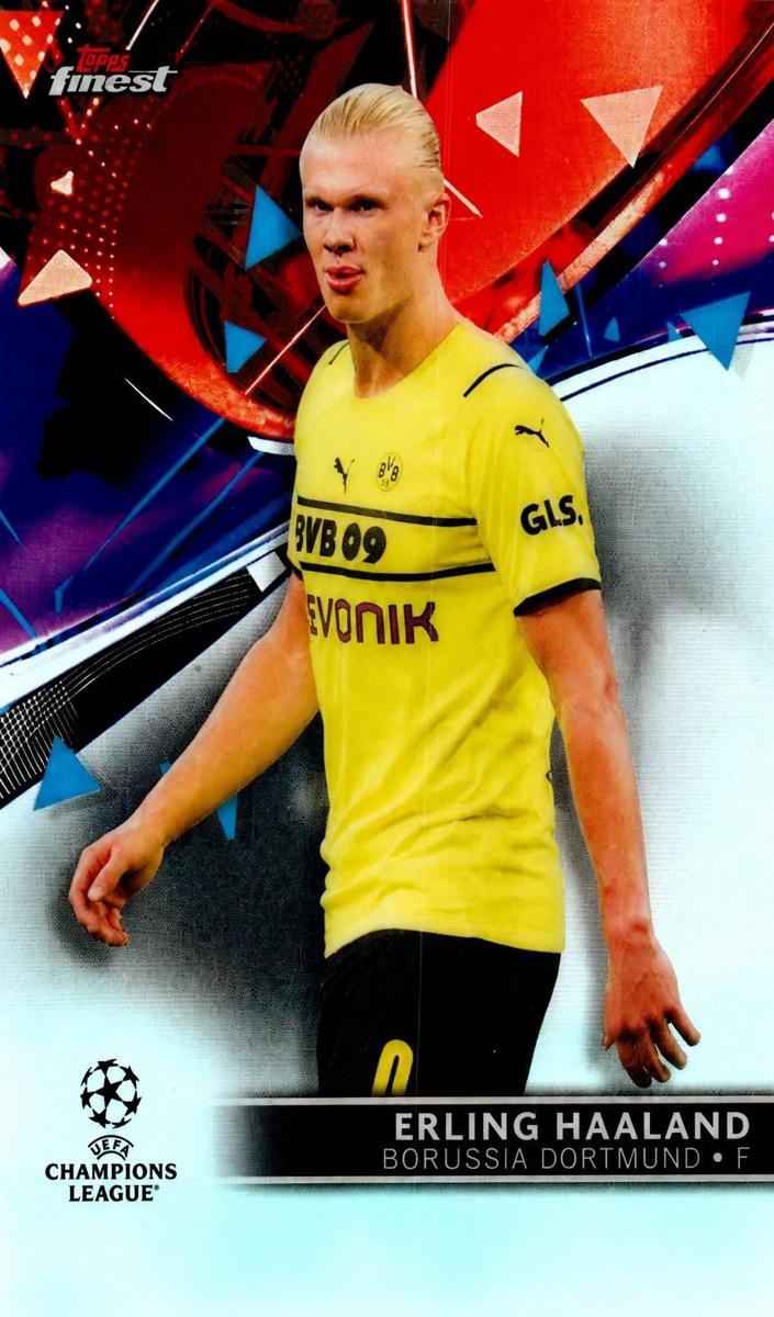 2021 Topps Finest UEFA Champions League Erling Haaland [Refractor] #10 card