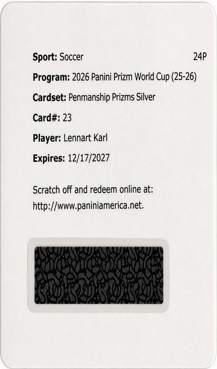 2026 Panini Prizm FIFA World Cup Lennart Karl [Silver] #P-LK card