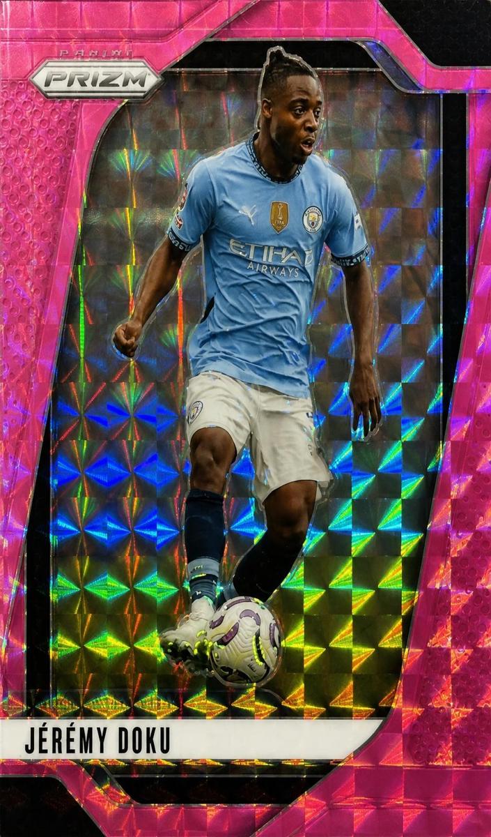 2024 Panini Prizm Premier League Jeremy Doku [Pink Mosaic] #6 card