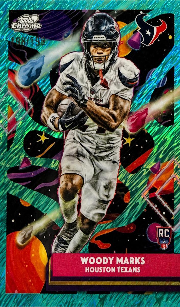 2025 Topps Cosmic Chrome Woody Marks [Blue Moon Refractor] #142 card