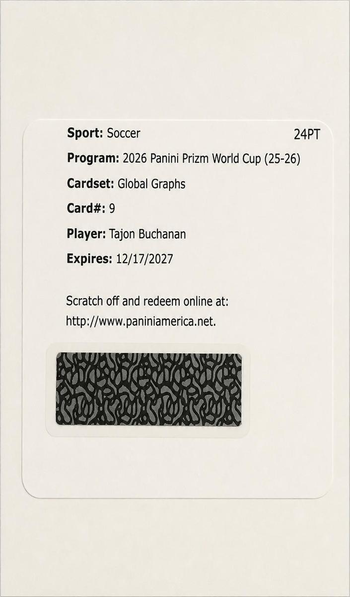 2026 Panini Prizm FIFA World Cup Tajon Buchanan #GG-TB card