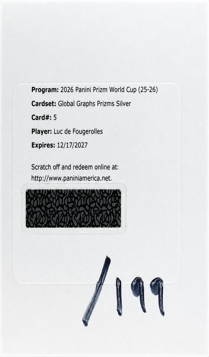 2026 Panini Prizm FIFA World Cup Luc de Fougerolles #GG-LDF card