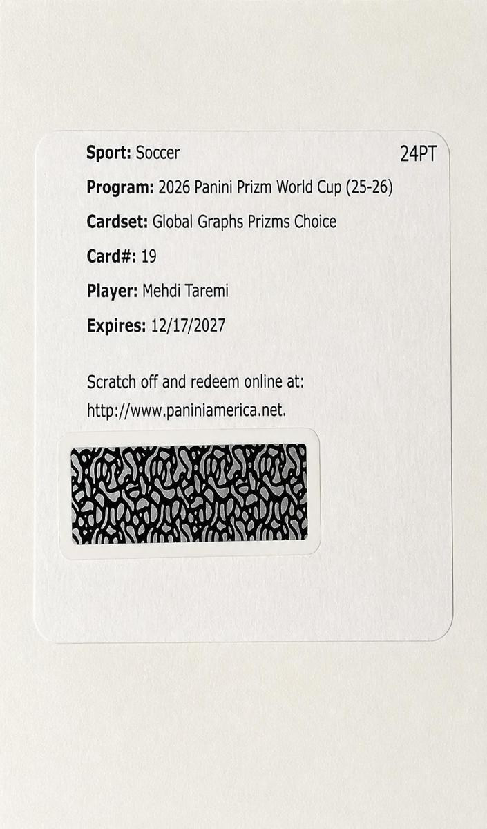 2026 Panini Prizm FIFA World Cup Mehdi Taremi #GG-MTA card
