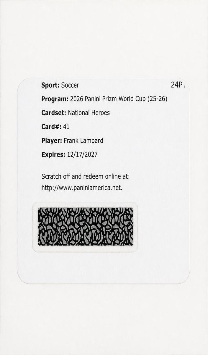2026 Panini Prizm FIFA World Cup Frank Lampard #NH-FL card