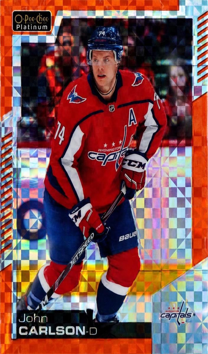 2020 O-Pee-Chee Platinum John Carlson [Orange Checkers] #131 card