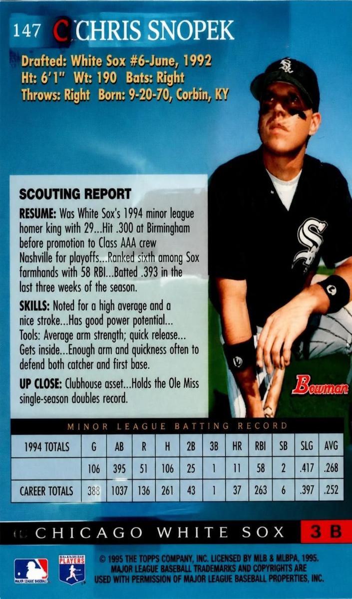 1995 Bowman Chris Snopek #147 card