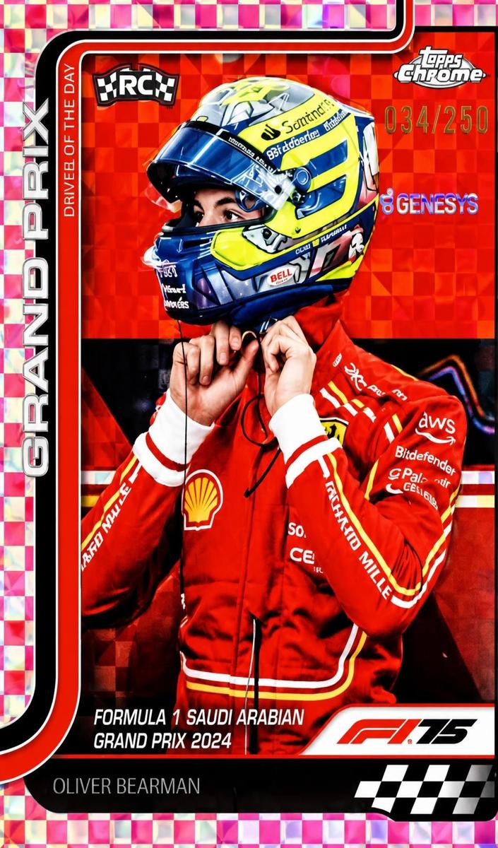 2025 Oliver Bearman [Pink Checker Flag Refractor] #123