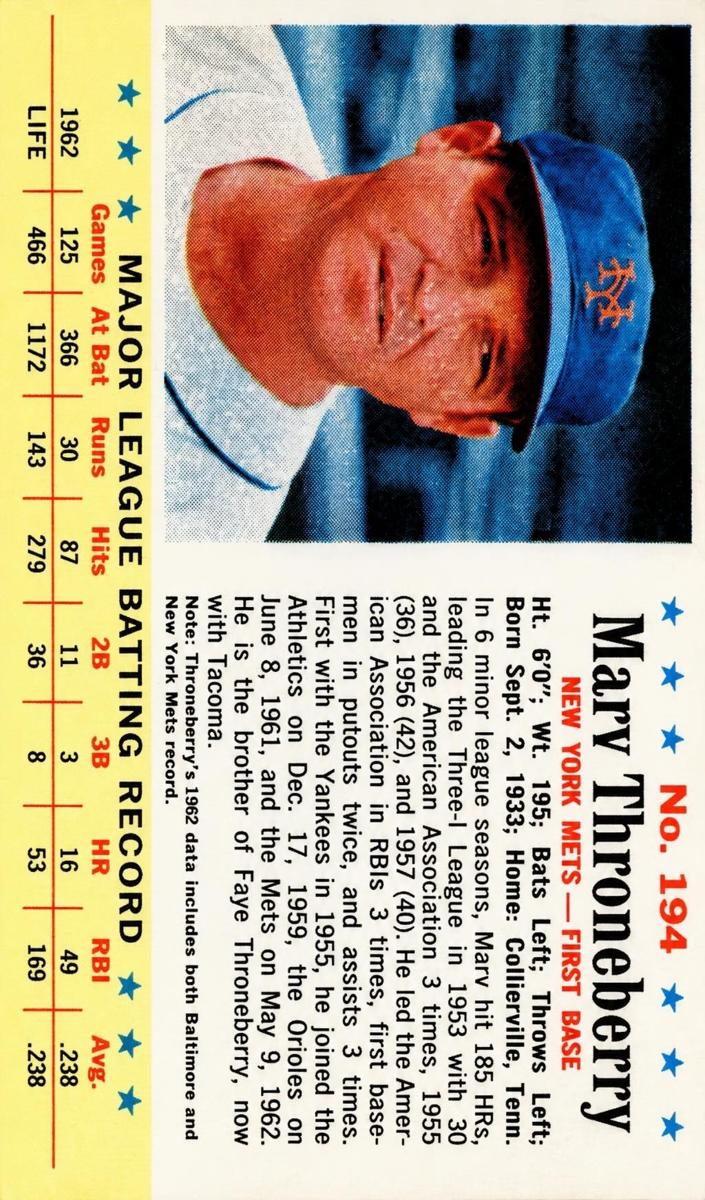 1963 Marv Throneberry #194