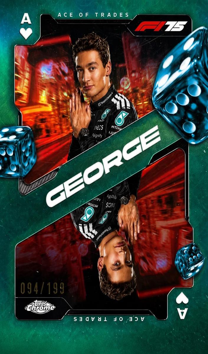 2025 Topps Chrome Formula 1 Ace of Trades George Russell [Orange Refractor] #SCA-1 card