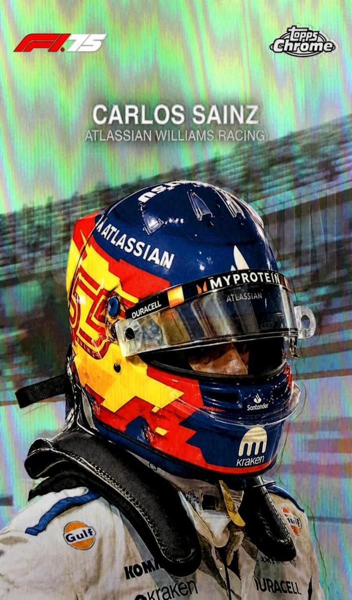2025 Topps Chrome Formula 1 Helmet Collection Carlos Sainz [Aqua Refractor] #HC-7 card