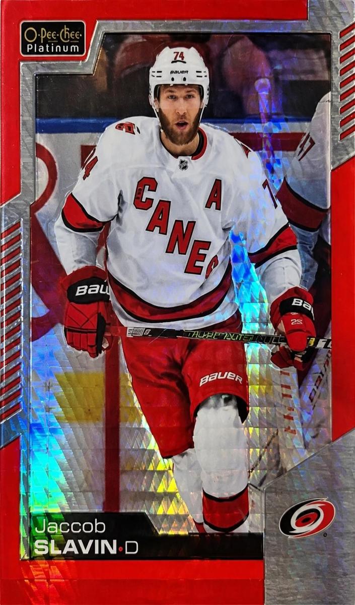 2020 O-Pee-Chee Platinum Jaccob Slavin [Red Prism] #51 card
