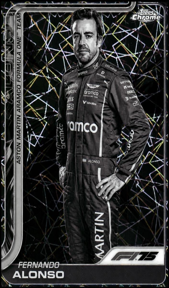 2025 Fernando Alonso [Black and White Lazer Refractor] #9