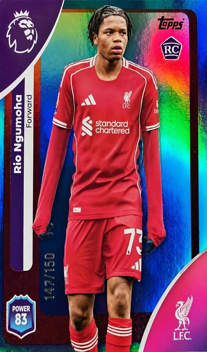 2025 Topps Premier League Rio Ngumoha [Blue Rainbow] #172 card