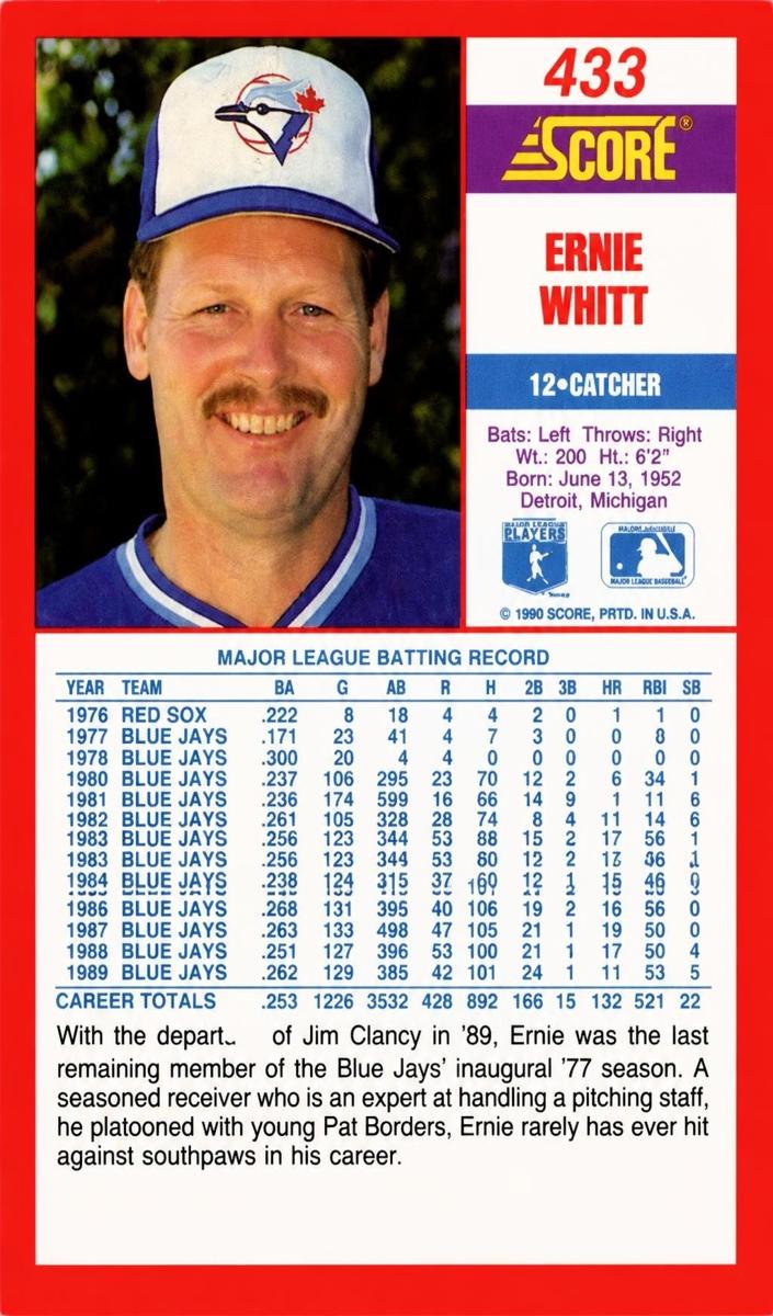 1990 Ernie Whitt #433