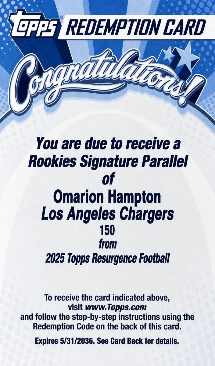2025 Topps Resurgence Omarion Hampton [Blue Orange] #150 card