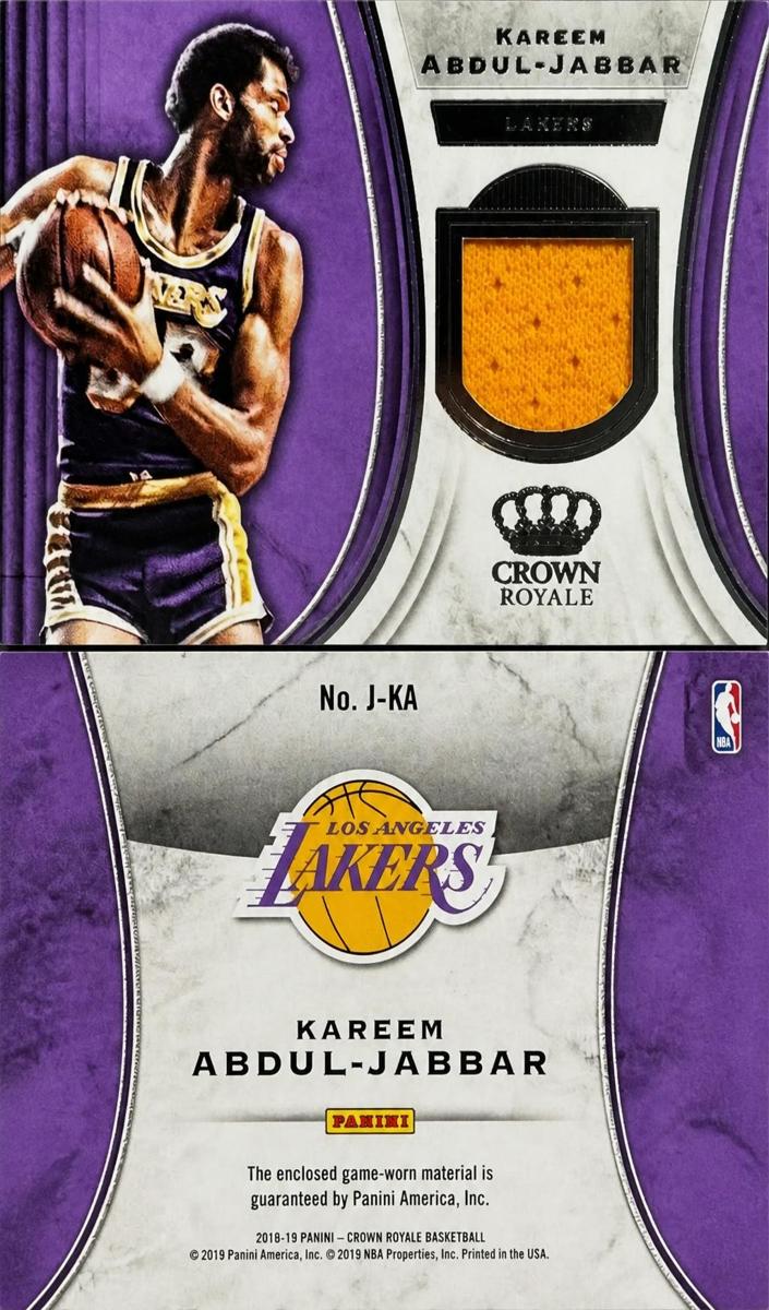 2018 Panini Crown Royale Kareem Abdul-Jabbar #J-KA card
