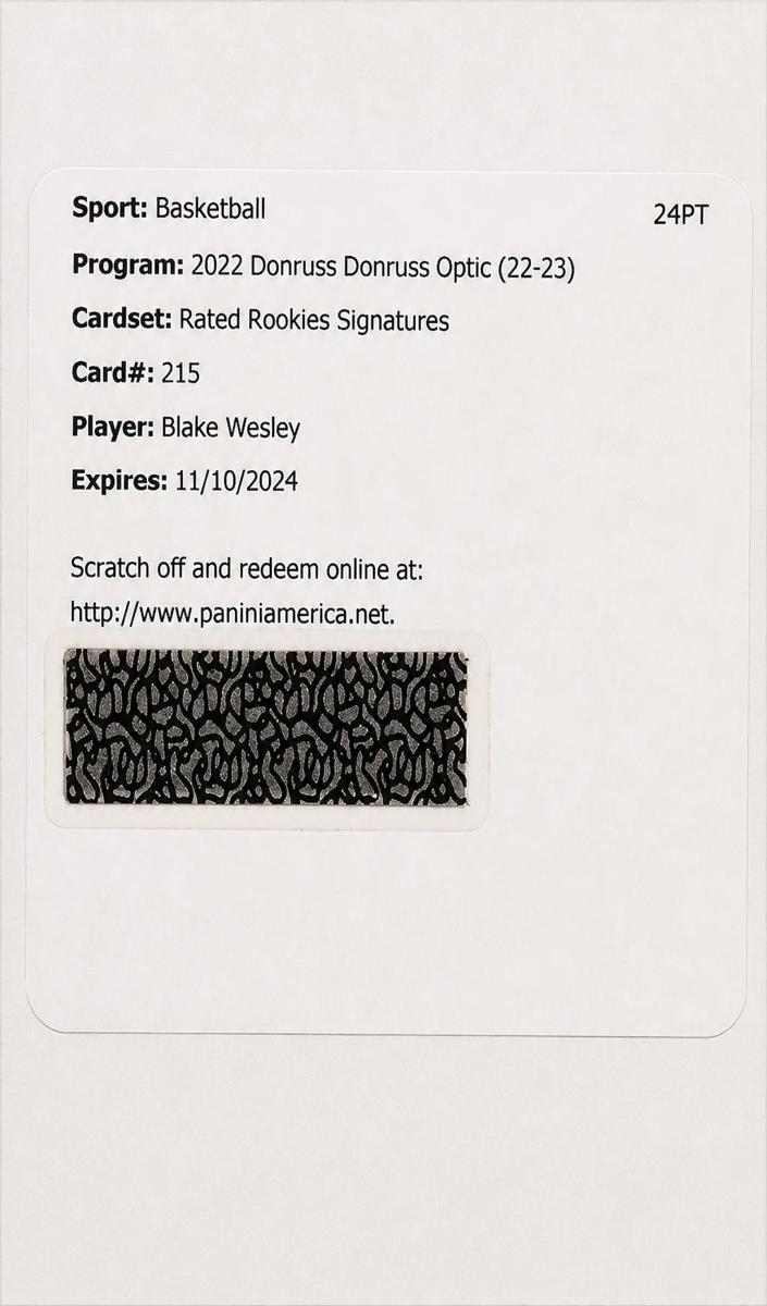2022 Blake Wesley #215
