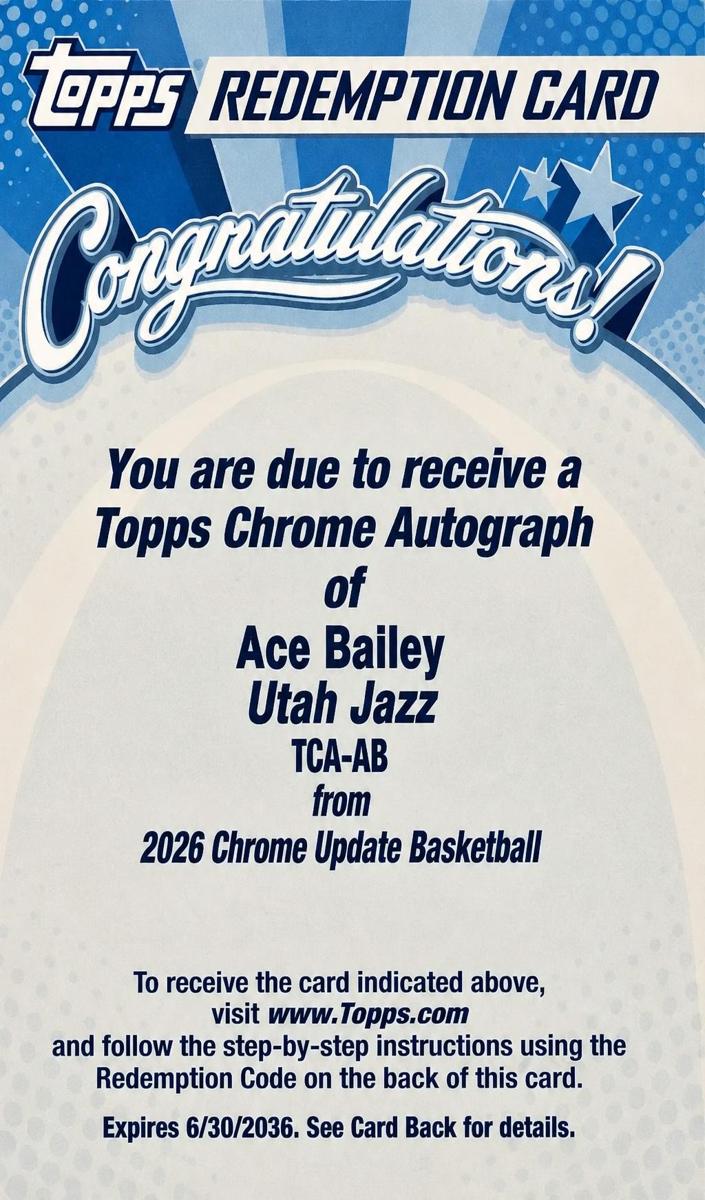 Ace Bailey - 2025 Topps Chrome Update Basketball