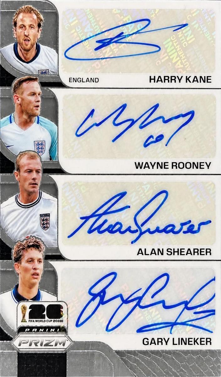 2026 Panini Prizm FIFA World Cup Alan Shearer / Gary Lineker / Harry Kane / Wayne Rooney #QS-E card