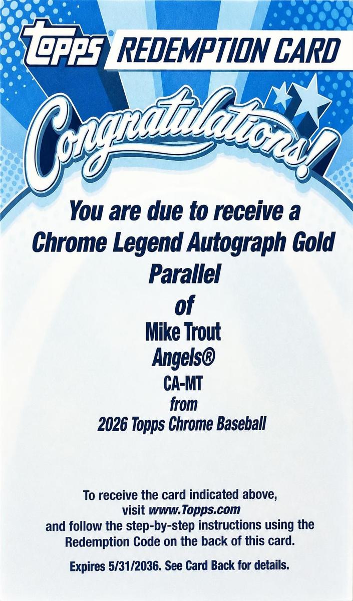 2026 Topps Chrome Mike Trout #CA-MT card