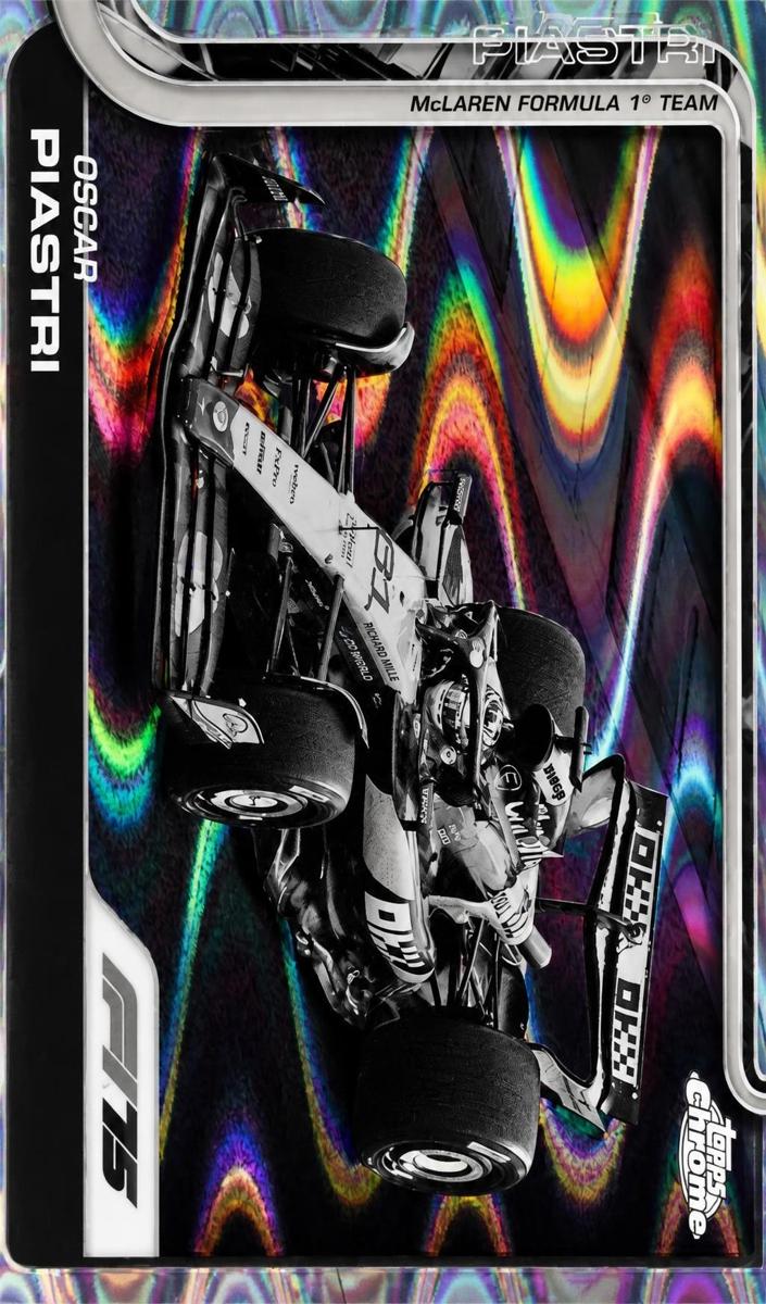 2025 Topps Chrome F1 Oscar Piastri [Black and White RayWave Refractor] #78 card