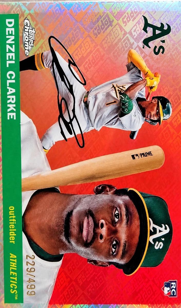 2025 Topps Chrome Platinum Denzel Clarke [Green Wave Refractor] #23 card