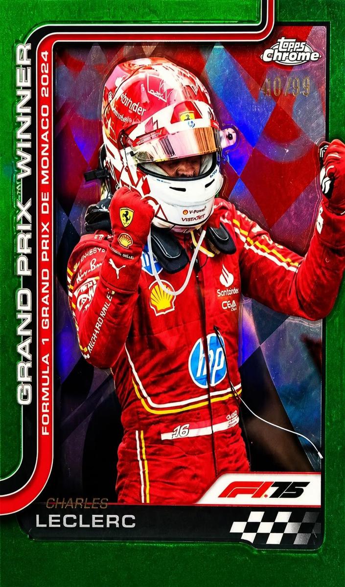 2025 Topps Chrome F1 Charles Leclerc [Green Refractor] #100 card