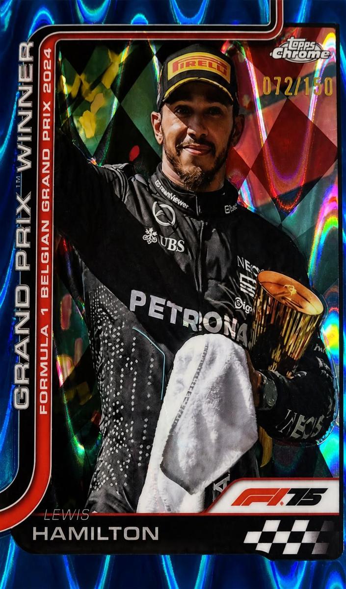 2025 Topps Chrome F1 Lewis Hamilton [Blue RayWave Refractor] #106 card