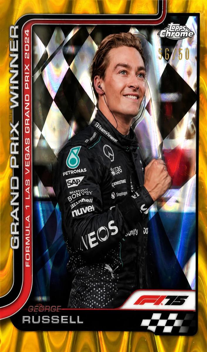 2025 Topps Chrome F1 George Russell [Gold Refractor] #114 card
