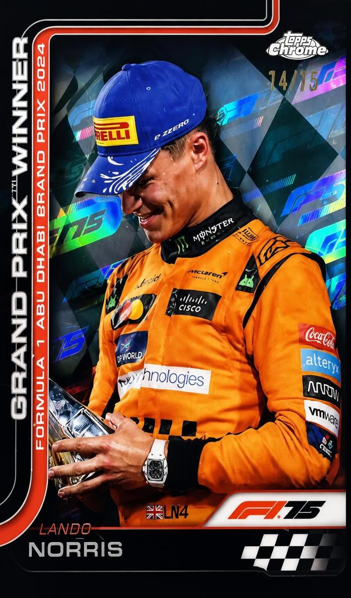 2025 Topps Chrome F1 Lando Norris [F1 75th Anniversary Refractor] #116 card