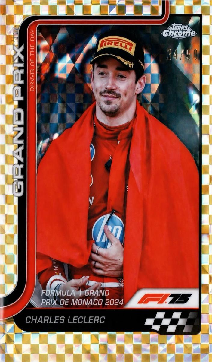 2025 Topps Chrome F1 Charles Leclerc [Gold Checker Flag Refractor] #129 card