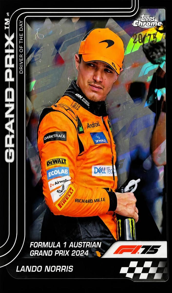 2025 Topps Chrome F1 Lando Norris [F1 75th Anniversary Refractor] #132 card