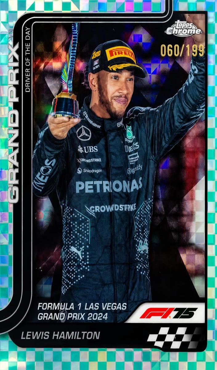 2025 Topps Chrome F1 Lewis Hamilton [Aqua Checker Flag Refractor] #143 card