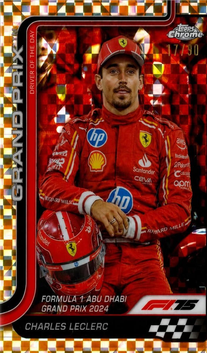 2025 Topps Chrome F1 Charles Leclerc [Gold Checker Flag Refractor] #145 card