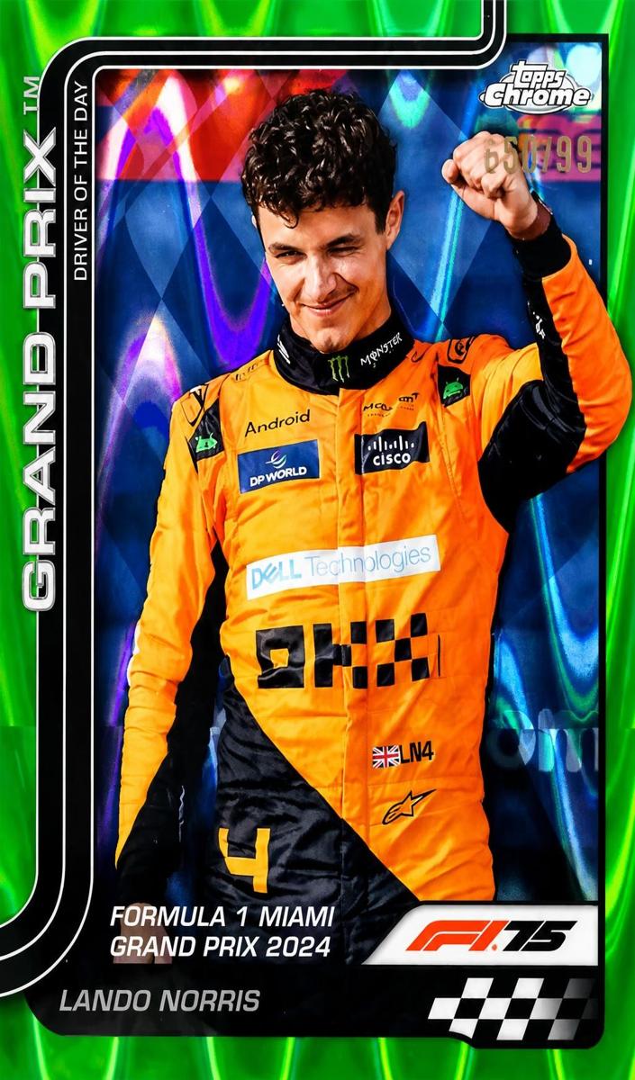 2025 Topps Chrome F1 Lando Norris [Green RayWave Refractor] #127 card